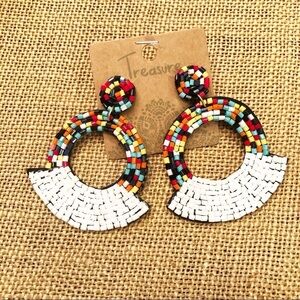 Beaded Bright Statement Earrings Lightweight NWT